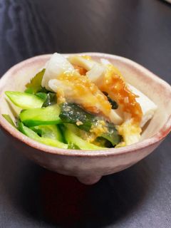 竹輪とキュウリとワカメの酢味噌和え-レシピのメイン写真