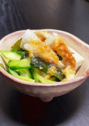 竹輪とキュウリとワカメの酢味噌和え-レシピのメイン写真