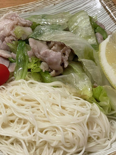 素麺の豚バラレタス塩ダレ炒めのっけ-レシピのメイン写真