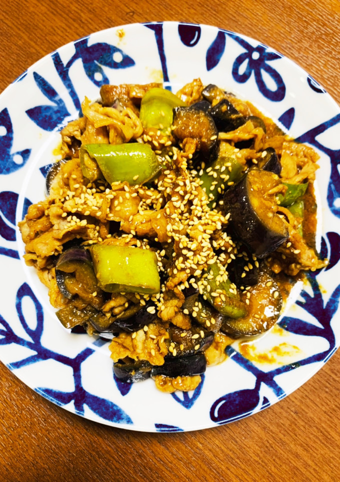 豚こまと茄子と万願寺とうがらしの味噌炒め-レシピのメイン写真