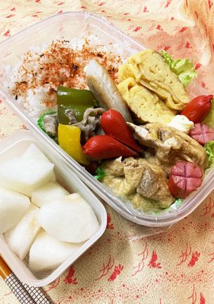 2022/8/25 巾着煮弁当-レシピのメイン写真