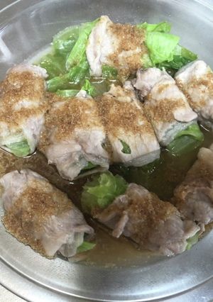 レンジで簡単レタスの豚ロース巻き-レシピのメイン写真