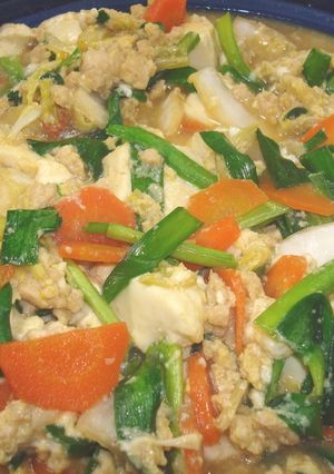 鶏ひき肉のにら玉豆腐-レシピのメイン写真