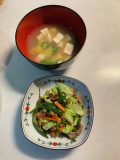 野菜と豚肉の炒め物、お吸い物-レシピのメイン写真