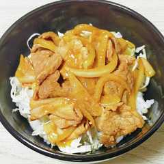 รูปของ 我が家の丼　豚肉の生姜炒め丼