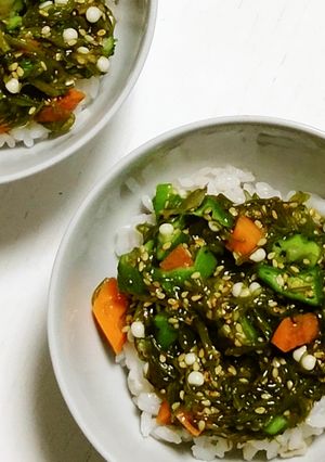 混ぜるだけ！めかぶとオクラのネバネバ丼-レシピのメイン写真