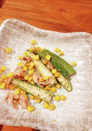 オクラ豚肉コーンのマヨにんにく-レシピのメイン写真