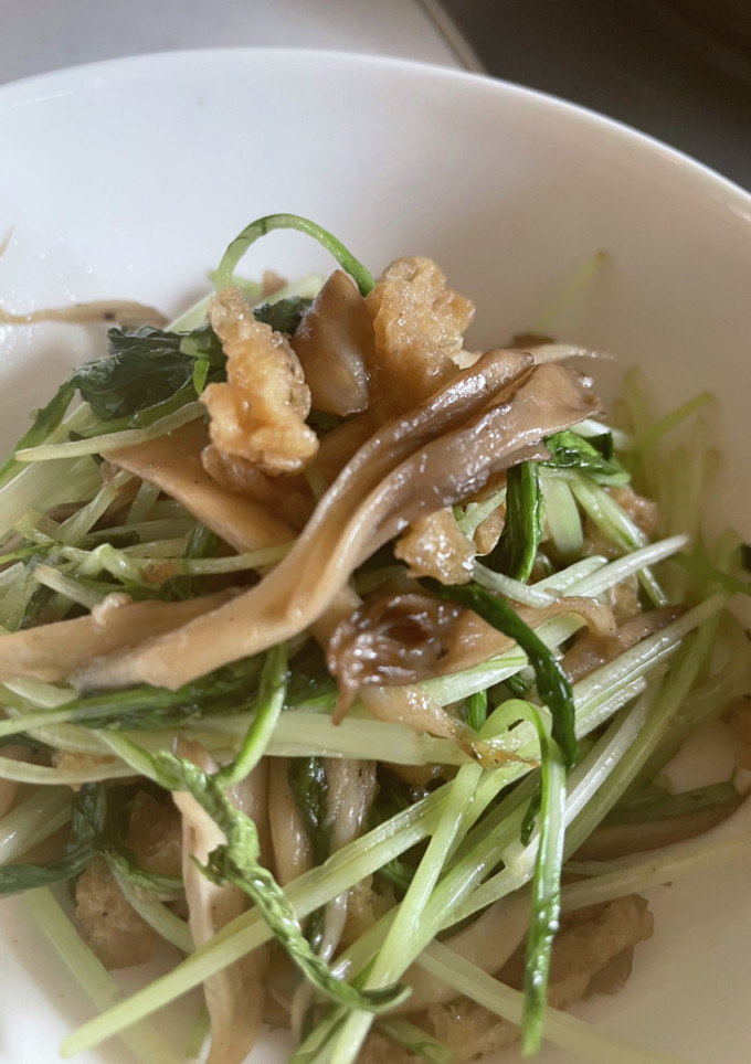 油揚げ・きのこ・水菜の麺つゆ炒め-レシピのメイン写真