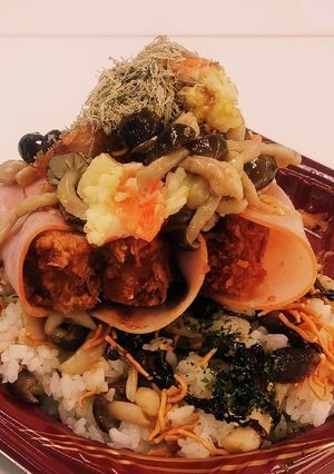 我が家の丼ハムトンポテサラしめとろろ昆布-レシピのメイン写真