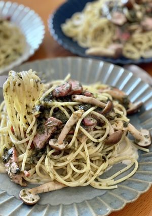 ベーコンとしめじの海苔クリームパスタ-レシピのメイン写真