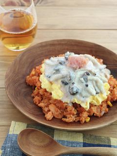 鮭ときのこの明太クリームオムライス-レシピのメイン写真