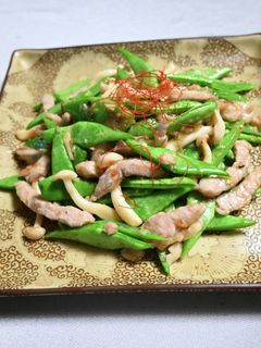 ジャンボいんげんと豚肉のにんにく塩炒め-レシピのメイン写真