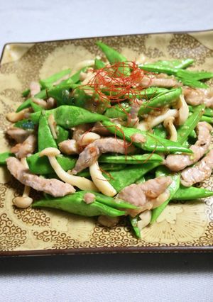 ジャンボいんげんと豚肉のにんにく塩炒め-レシピのメイン写真