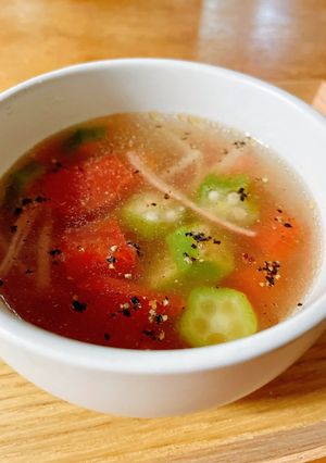 ほっこり美味しい♪トマトとオクラのスープ-レシピのメイン写真