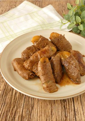 牛肉巻きキウイのにんにくしょう油炒め-レシピのメイン写真