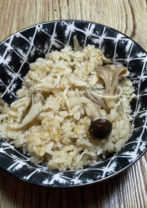 麦飯で三種のキノコご飯-レシピのメイン写真
