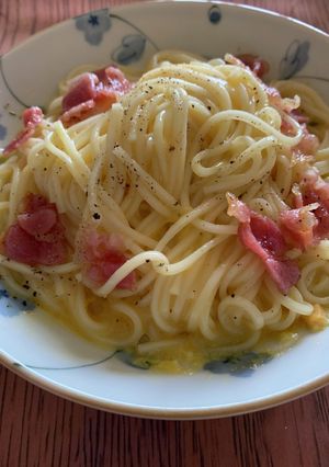 スープの素で☆カルボナーラ風そうめん-レシピのメイン写真