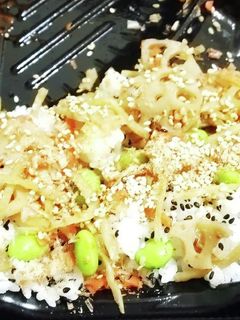 “混ぜご飯丼”枝豆ごぼう人参れんこん金平-レシピのメイン写真