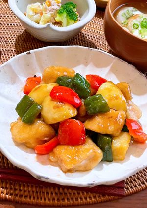 鶏むね肉と彩り野菜の甘酢炒め♩-レシピのメイン写真