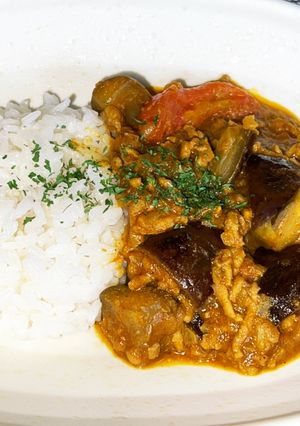 ナスとトマトのキーマカレー-レシピのメイン写真