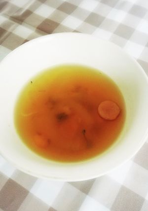 にんじんのひらひらの茹で汁で､簡単スープ-レシピのメイン写真