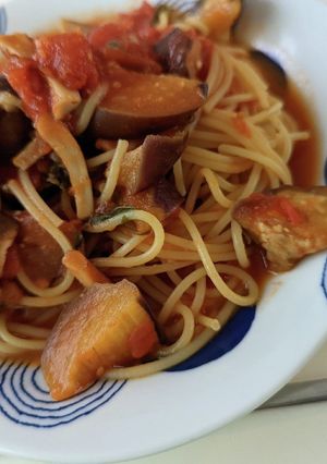 ナスとしいたけのトマトパスタ。-レシピのメイン写真