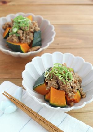 焼肉のたれで☆かぼちゃの鶏そぼろあんかけ-レシピのメイン写真