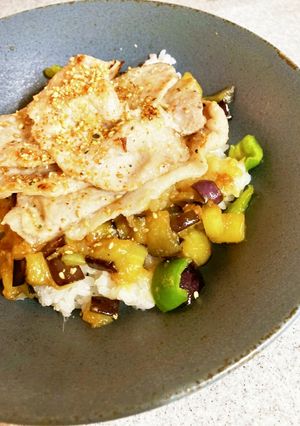 我が家の丼　[茄子味噌豚丼]-レシピのメイン写真