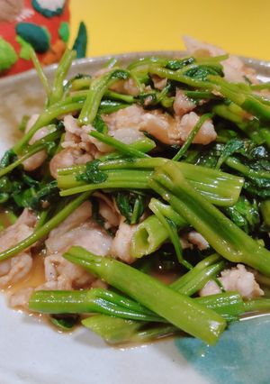 空芯菜と豚肉の炒めもの-レシピのメイン写真