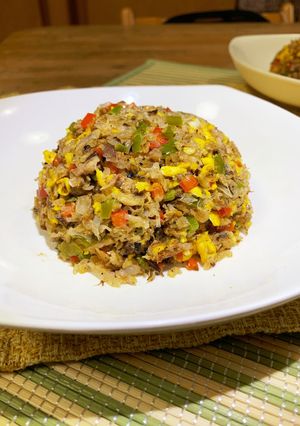 こんにゃくでご飯置換えパラパラさば缶炒飯-レシピのメイン写真