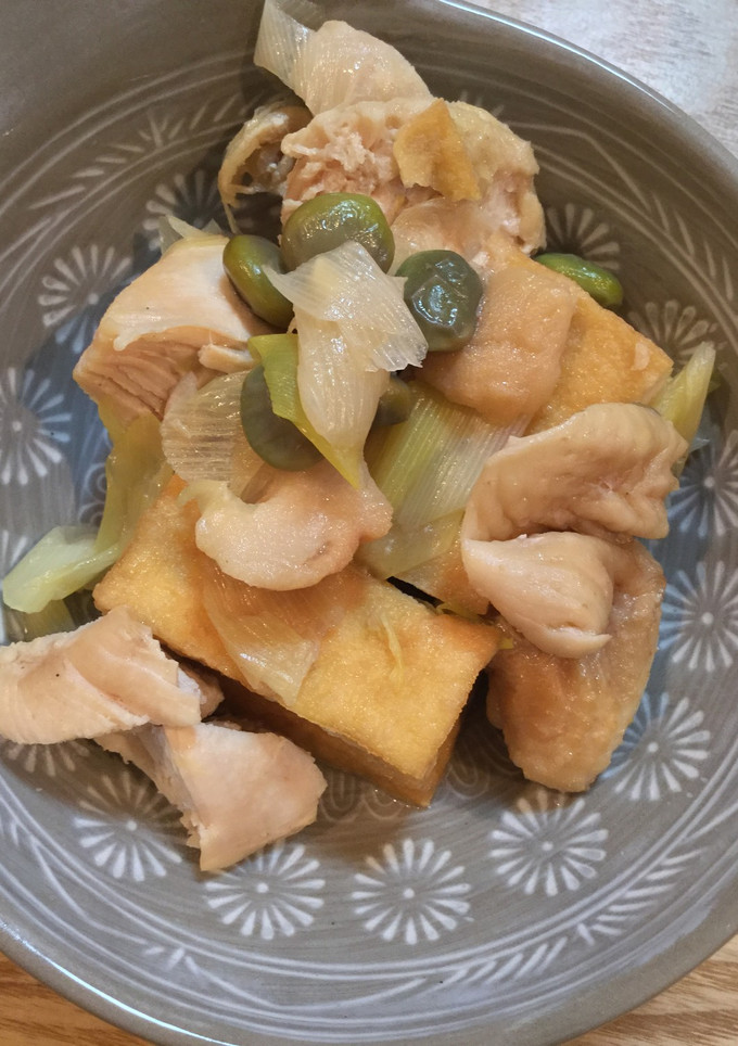 鶏むね肉と厚揚げとねぎのだし煮-レシピのメイン写真
