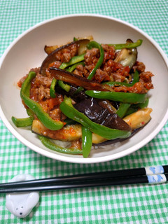 簡単☆ナスとピーマンの肉味噌炒め丼♩-レシピのメイン写真