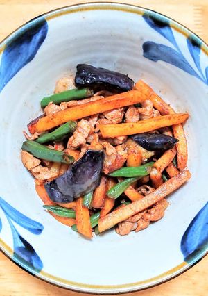 豚バラとインゲンとナスとポテトの中華炒め-レシピのメイン写真