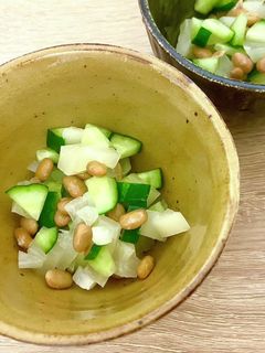 【即席一品】きゅうりとべったら納豆和え-レシピのメイン写真