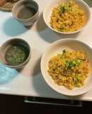 炒飯(チャーハン)とオクラのスープ