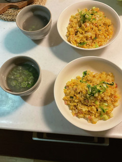 炒飯(チャーハン)とオクラのスープ-レシピのメイン写真