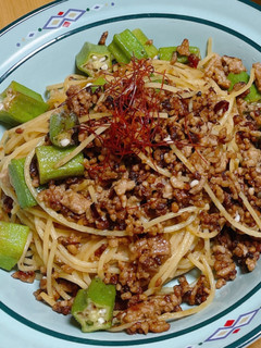 ひき肉とオクラの和風パスタ〜牡蠣醤油入〜-レシピのメイン写真