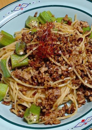 ひき肉とオクラの和風パスタ〜牡蠣醤油入〜-レシピのメイン写真