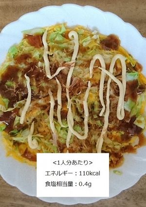 【朝食】電子レンジでお好み焼き風卵焼き-レシピのメイン写真