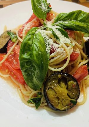 簡単！フレッシュトマトとなすの冷製パスタ-レシピのメイン写真