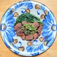 角切り牛肉と春菊の中華風スパイス焼き