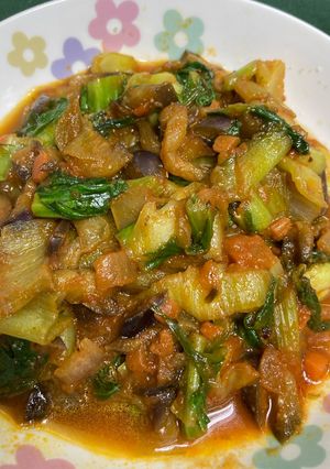 茄子と青梗菜のトマトソース炒め-レシピのメイン写真