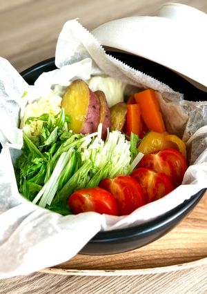 土鍋で簡単！蒸し野菜〜お好きな野菜で-レシピのメイン写真