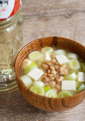 ねぎたっぷり！豆腐と納豆の味噌汁-レシピのメイン写真