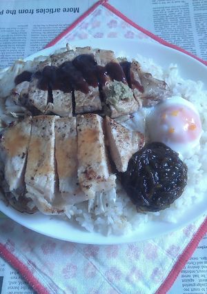 Wトンテキ＋半熟卵風洗いもずくのカフェ丼-レシピのメイン写真