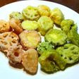 雛祭りの天ぷら ビーツでピンク・抹茶