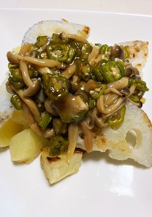 じゃがいもと蓮根のオクラ甘酢あんかけ-レシピのメイン写真