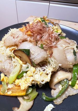 豚バラ肉とふわふわ卵のソーメンチャンプル-レシピのメイン写真