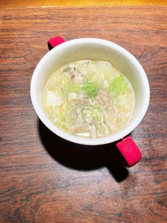 舞茸とレタスと長ネギのかき玉鶏ガラスープ-レシピのメイン写真