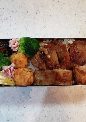 高校生弁当覚え書き54　トンテキ弁当-レシピのメイン写真